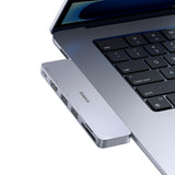 Baseus UltraJoy Series 6-in-1 USB-C 40 Gb/s USB 3.0 HDMI 4K USB Hub with SD and microSD Reader - Gray