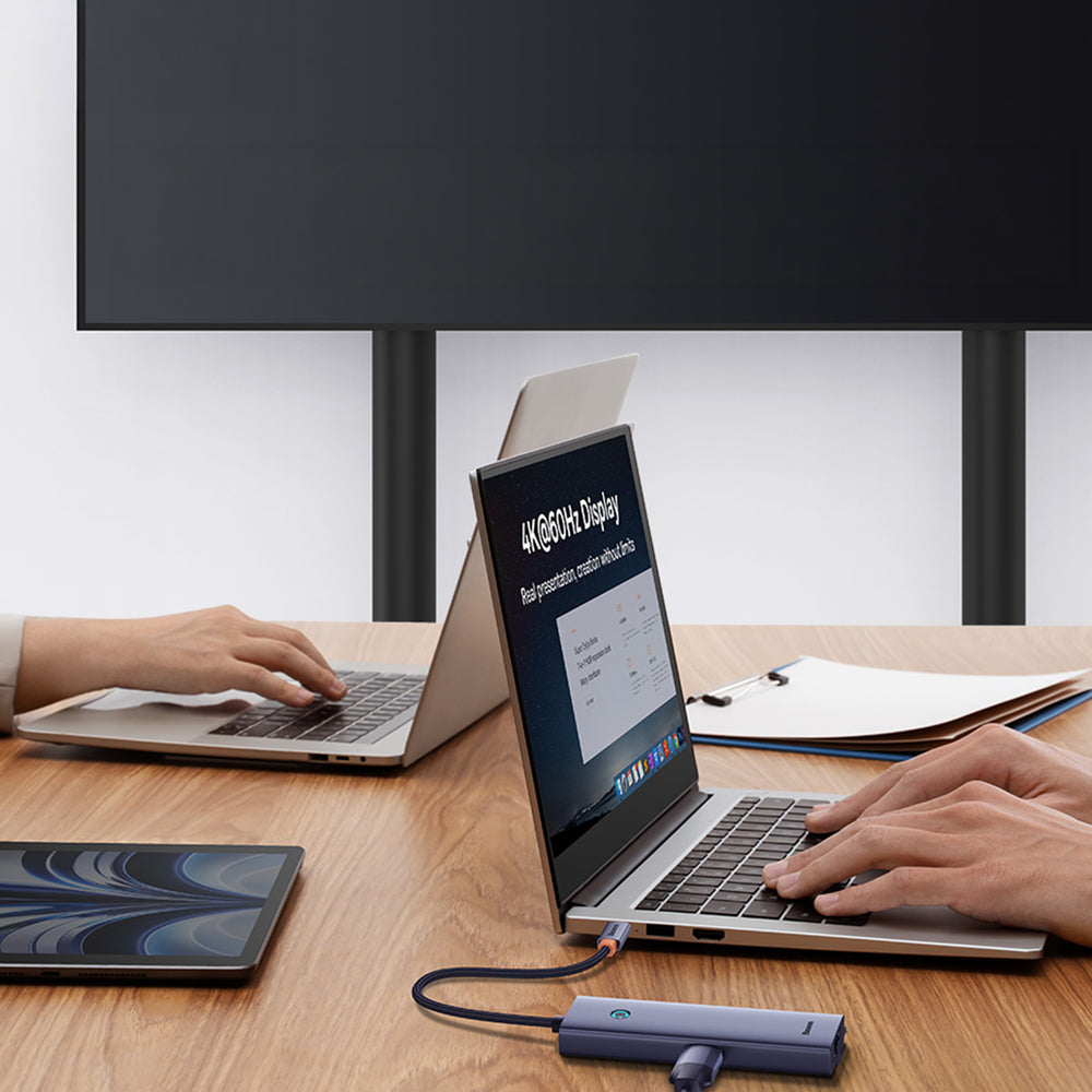 Baseus UltraJoy Series 5in1 USB-C HDMI 4K 4x USB-A 3.0 USB-hub - grå