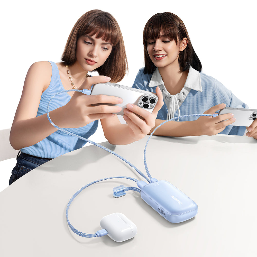 Baseus EnerFill FC21 Qpow 3 Ultra 10000mAh 45W Power Bank with Detachable USB-C/ Lightning Cable - Blue