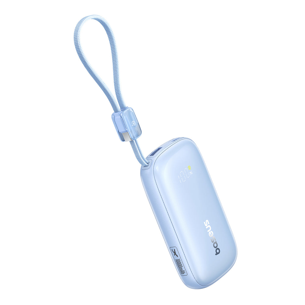 Baseus EnerFill FC21 Qpow 3 Ultra 10000mAh 45W Power Bank with Detachable USB-C/ Lightning Cable - Blue