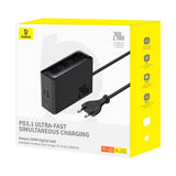 Baseus Digital GaN 3xUSB-C 1xUSB-A 240W Wall Charger with Power Cable - Black