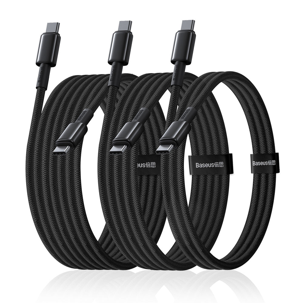 Baseus Tungsten Gold 100W USB-C Cable Set - USB-C 1m 2m 3m - Black