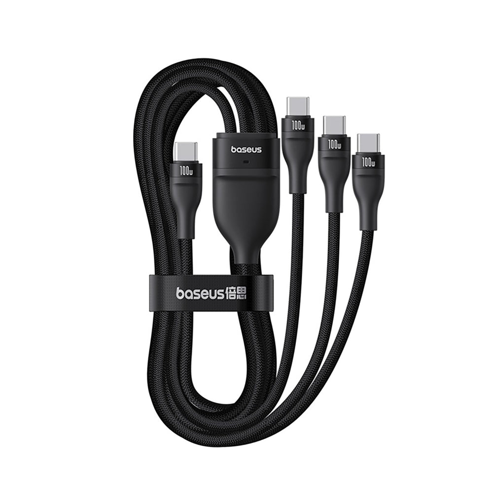 Baseus Flash Series 3 100W 3in1 USB-C Cable - 3xUSB-C 1.5m - Black