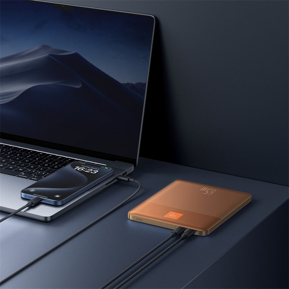 Baseus Blade2 12000mAh 65W Powerbank with Digital Display (with Baseus Mini White Series USB-C - USB-C 100W (20V/5A) 50cm White Cable) - Orange
