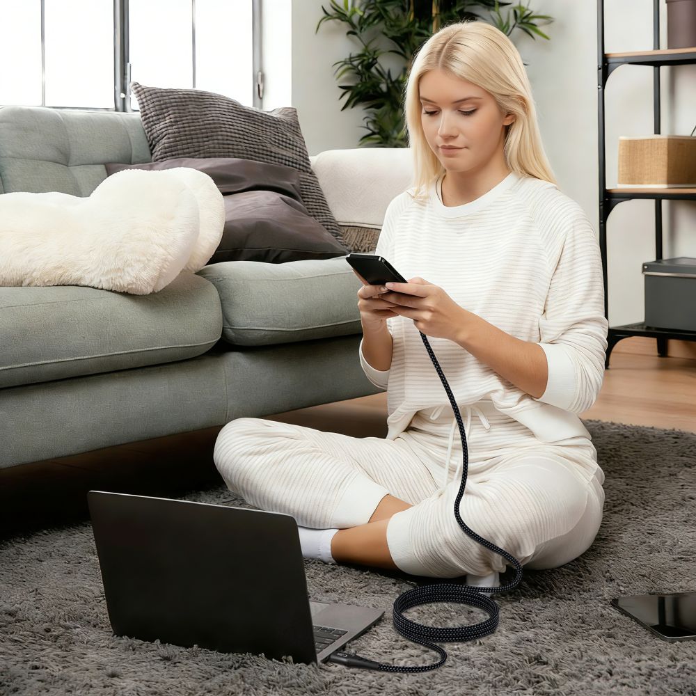 Tech-Protect Ultraboost UB11T USB-C / USB-C PD 240W / QC3.0 Kabel 200 cm - sort
