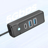 Orico PWC2U-U3 3-port USB hub 2x USB-A 3.0 1x USB-C 3.0 1.8 m - black