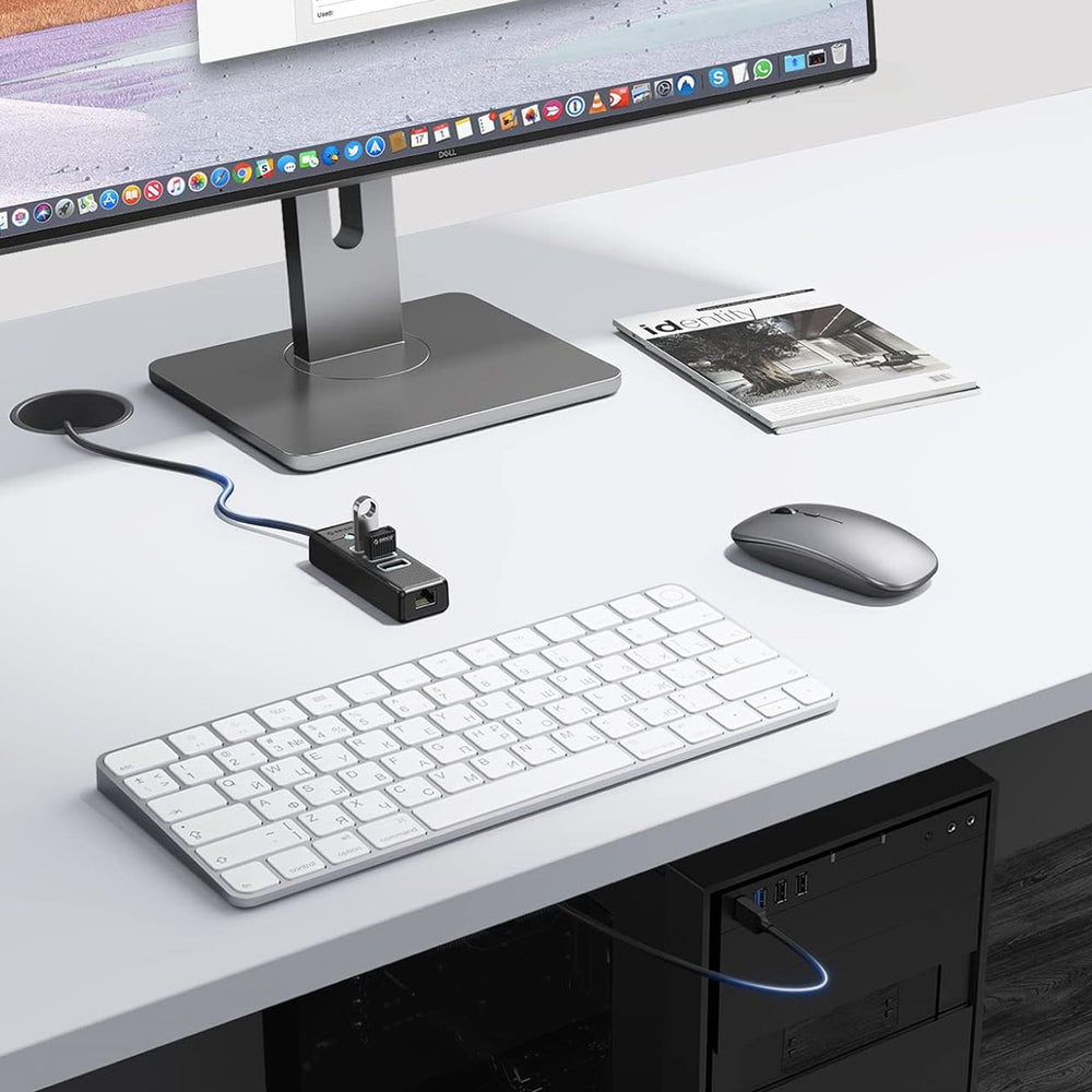 Orico PW3UR25-U3 USB Hub 4-Port 3x USB-A 3.0 1x RJ45 2.5G Ethernet 0.5m - Black