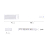 Orico PAPW4A-U3 USB Hub 4-port 4x USB-A 3.0 1 m - white