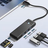 Orico PAPW3AT-C3 USB Hub 4-port 3x USB-A 3.0 with microSD/SD card reader 1 m - black