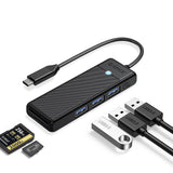 Orico PAPW3AT-C3 USB Hub 4-port 3x USB-A 3.0 with microSD/SD card reader 1 m - black