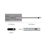 Orico XCR 12in1 RGB USB-C Docking Station 3x USB-A USB-C PD 100W HDMI 4K VGA RJ45 Gigabit SD and microSD Card Reader - Silver