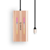 Orico XDR 12in1 RGB USB-C Docking Station 3x USB-A USB-C PD 100W HDMI 4K VGA RJ45 Gigabit SD and microSD Card Reader - Rose Gold