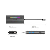 Orico XCR 12in1 RGB USB-C Docking Station 3x USB-A USB-C PD 100W HDMI 4K VGA RJ45 Gigabit SD and microSD Card Reader - Gray