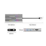 Orico XDR 12in1 RGB USB-C Docking Station USB-A USB-C 2x HDMI 4K 60 Hz DisplayPort 4K 60 Hz RJ45 Gigabit PD 100W SD and microSD Card Reader - Silver