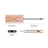 Orico XDR 12in1 RGB USB-C Docking Station USB-A USB-C 2x HDMI 4K 60 Hz DisplayPort 4K 60 Hz RJ45 Gigabit PD 100W SD and microSD Card Reader - Rose Gold
