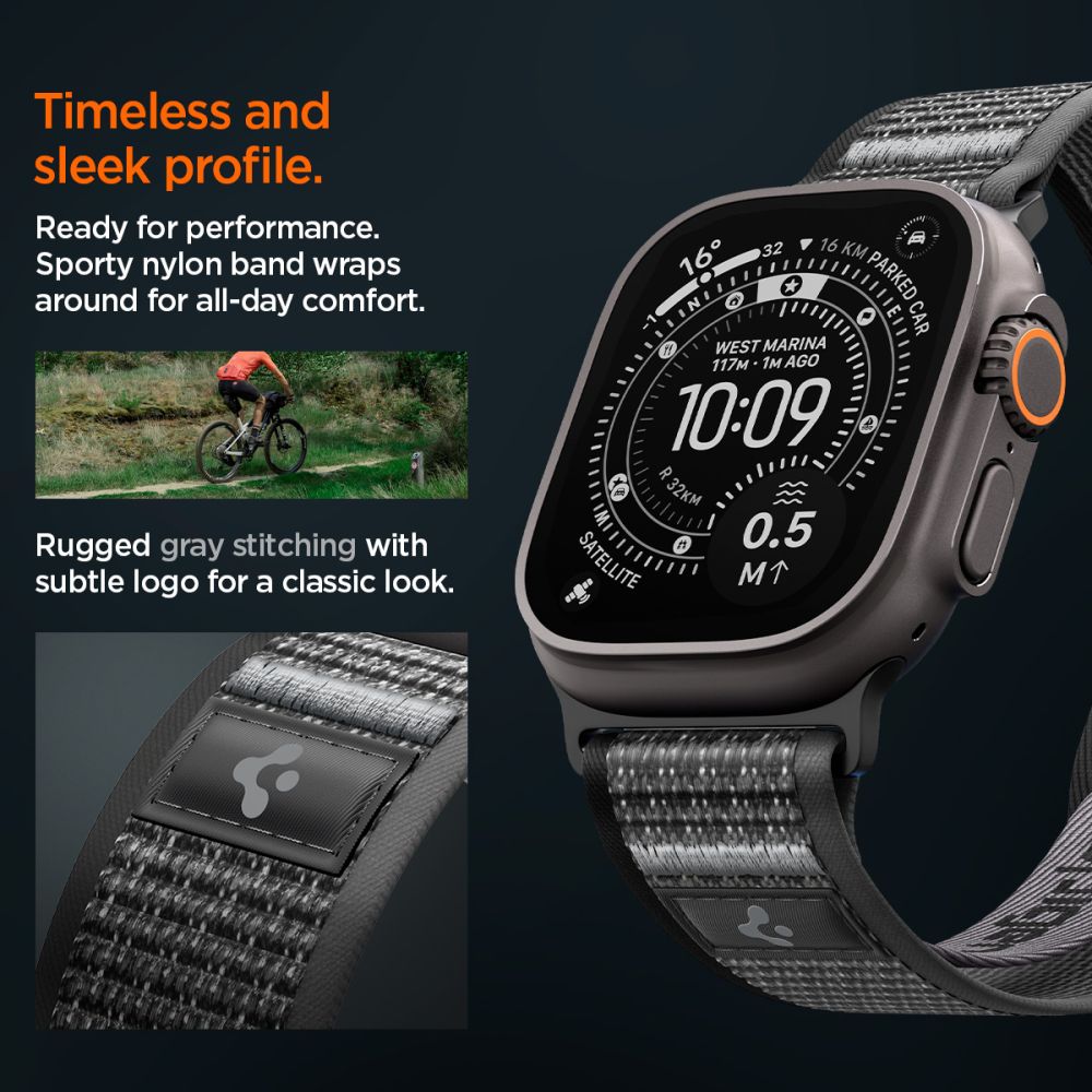 Spigen Athlex Air 2 rem til Apple Watch 44/45/46/49 mm - sort og grå
