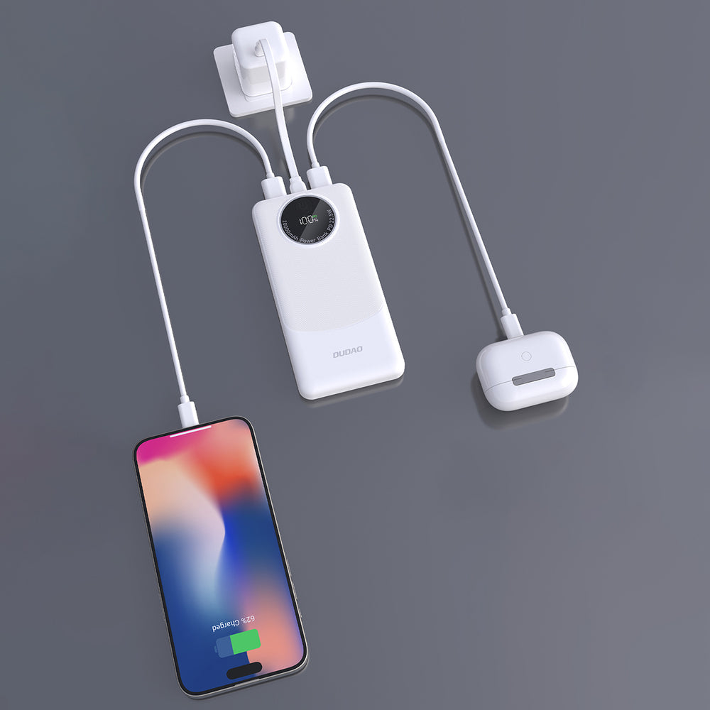 Powerbank Dudao K12 10000mAh PD22.5W USB-A, USB-C - hvid