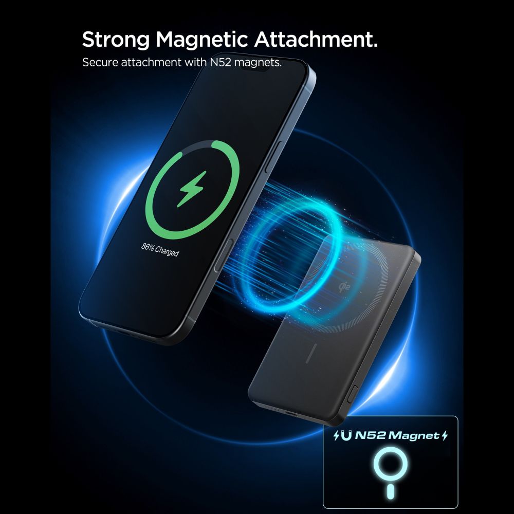 Spigen Essential EA2205MQ 5000MAH 22.5W QI2 Power Bank - sort