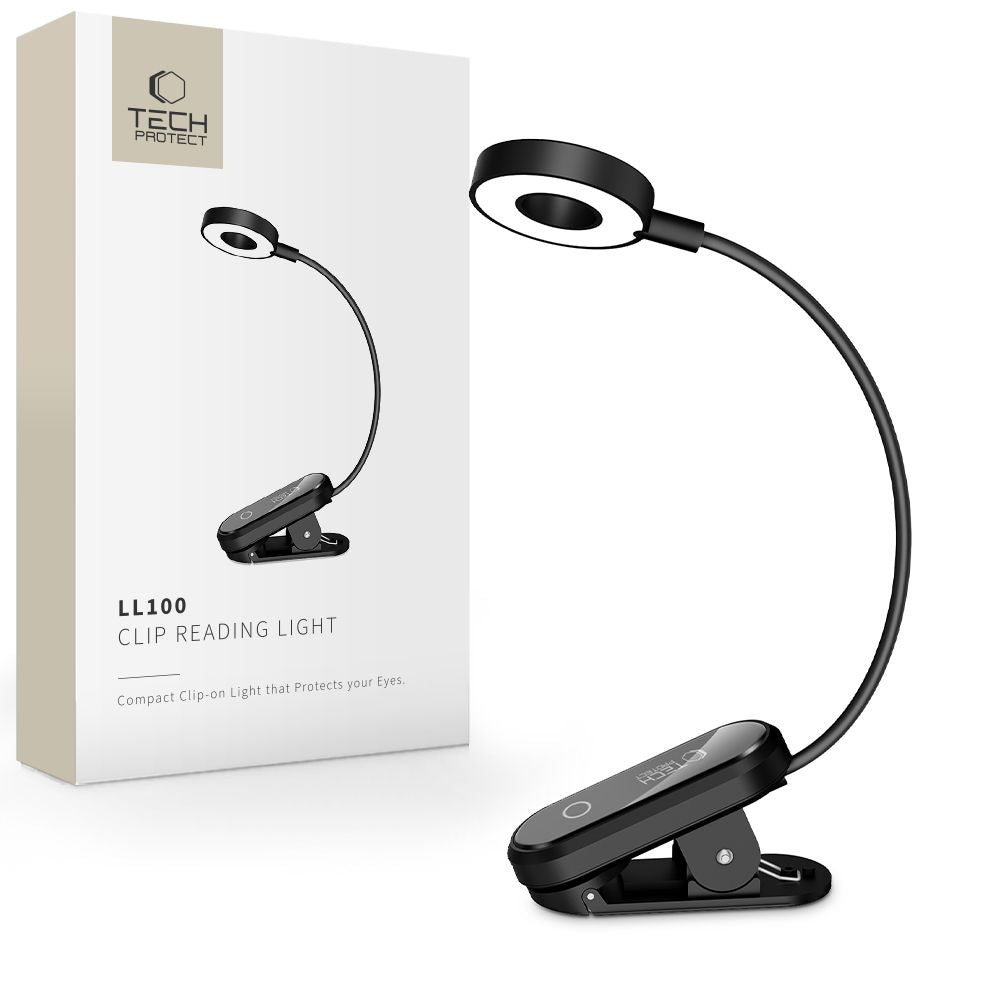 Tech-Protect LL100 trådløs lampe med Clip + USB-A / USB-C kabel 30 cm - sort