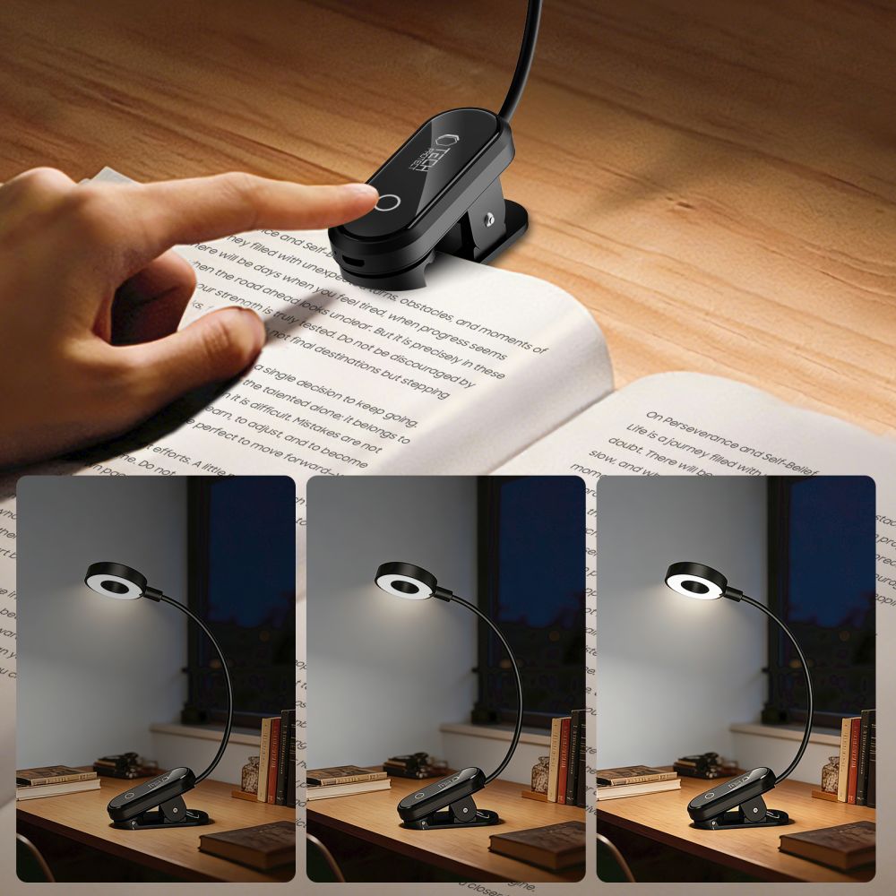 Tech-Protect LL100 trådløs lampe med Clip + USB-A / USB-C kabel 30 cm - sort