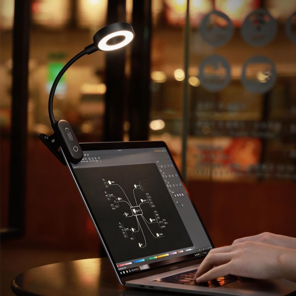 Tech-Protect LL100 trådløs lampe med Clip + USB-A / USB-C kabel 30 cm - sort