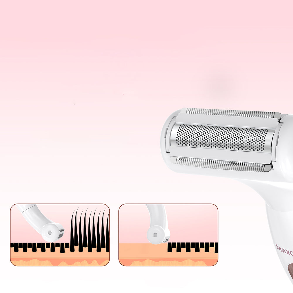 MAXGROOM ZC-T18 multifunctional women's trimmer with replaceable tips - white and pink