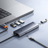 Baseus UltraJoy Series USB-A hub 4xUSB-A 3.0 1xUSB-C 5V 50cm - gray