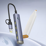 Baseus UltraJoy Series USB-A/USB-C hub 4xUSB-A 3.1 1xUSB-C 5V - gray