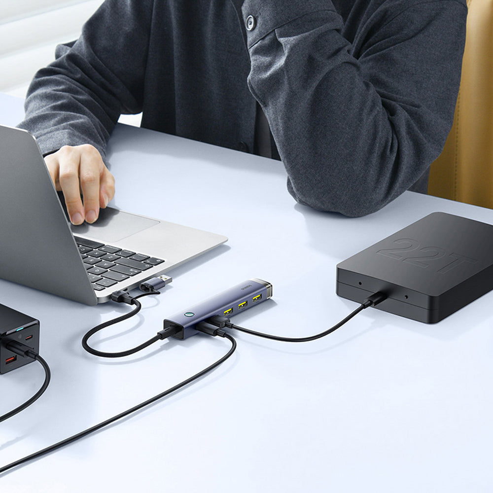 Baseus UltraJoy Series USB-A/USB-C hub 4xUSB-A 3.1 1xUSB-C 5V - gray