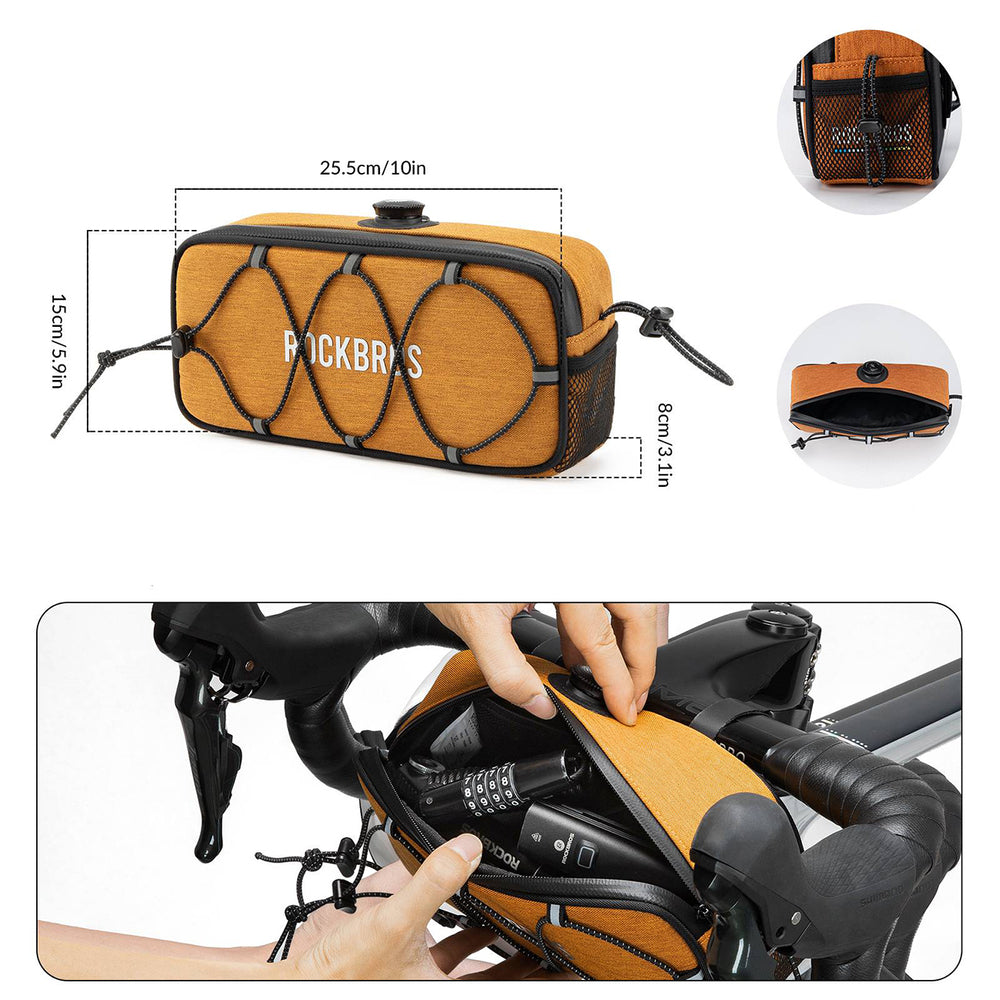 Rockbros TL001 ROAD TO SKY 1.9L Handlebar Bike Bag Waterproof - Orange