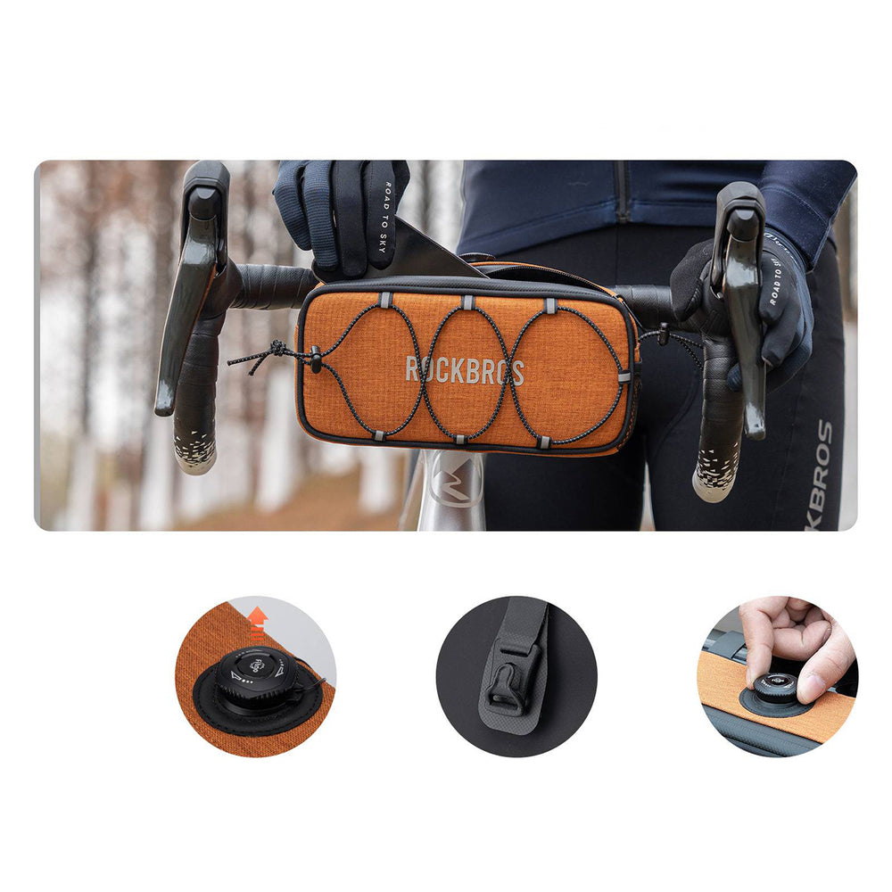 Rockbros TL001 ROAD TO SKY 1.9L Handlebar Bike Bag Waterproof - Orange