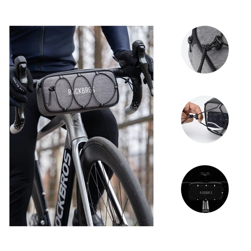 Rockbros TL001 ROAD TO SKY 1.9L Waterproof Handlebar Bike Bag - Gray