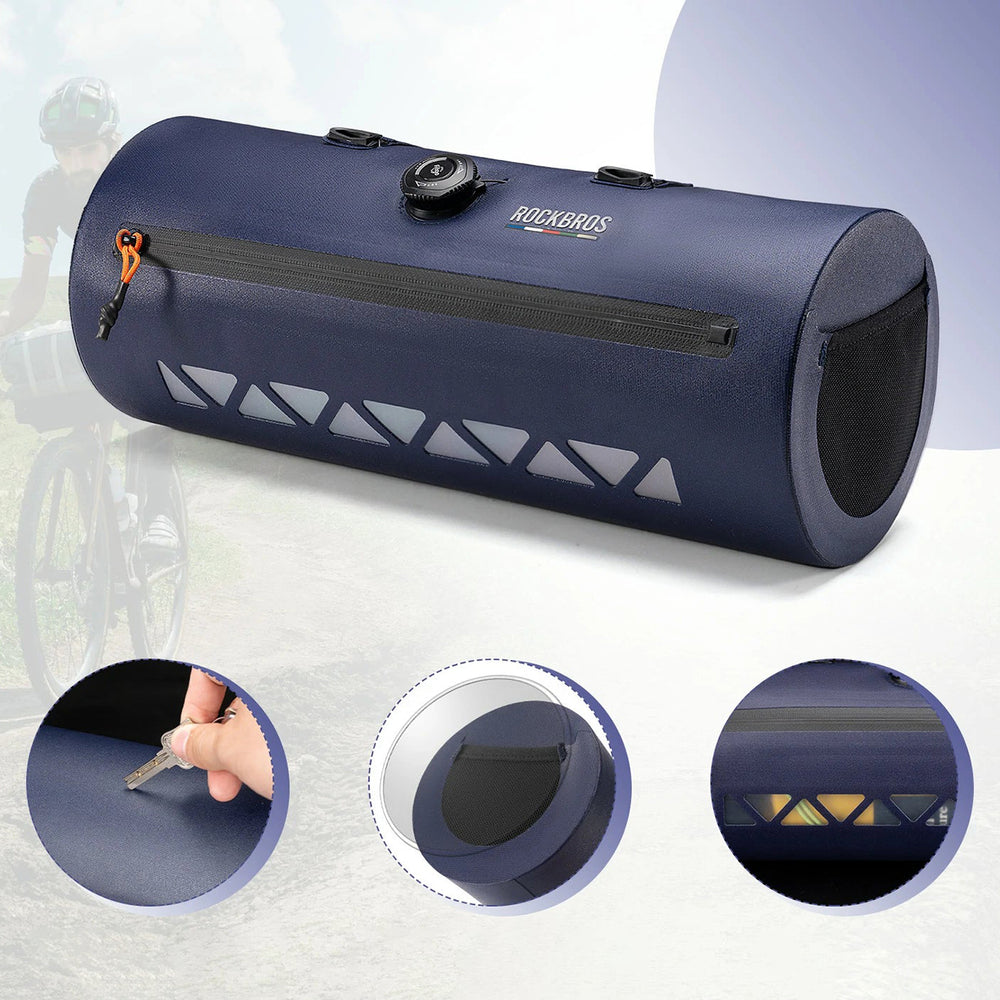 Rockbros AS-144 ROAD TO SKY handlebar bicycle bag, waterproof, 4 l - blue