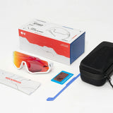 Rockbros SP383 Shining Warrior Cycling Glasses - Matte White Frame, Polarized Red Lenses
