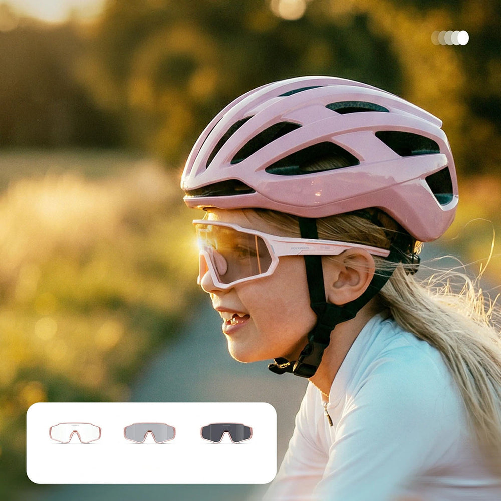Rockbros SP383 Photochromic Cycling Glasses with UV400 Protection for Kids - Pink