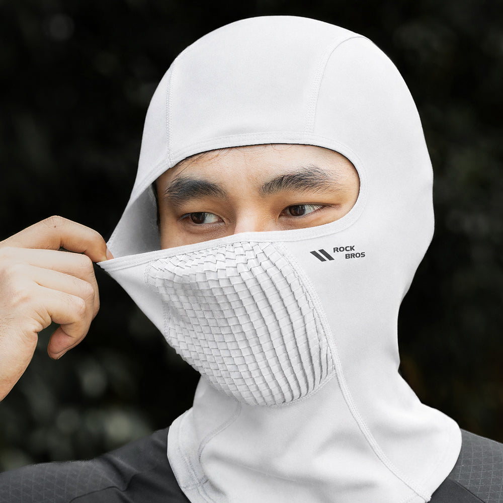 Rockbros LF25699 fleece cycling balaclava - white