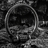 Rockbros 87639-4 bicycle lock with code and steel cable - black