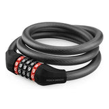 Rockbros RKS531 bicycle lock with 5-digit code, steel cable, 120 cm, with LED lighting - black