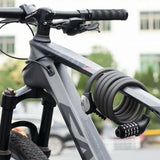 Rockbros RKS531 bike lock with 5-digit code, steel cable, 180 cm, with LED lighting - black