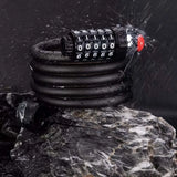 Rockbros RKS531 bike lock with 5-digit code, steel cable, 180 cm, with LED lighting - black