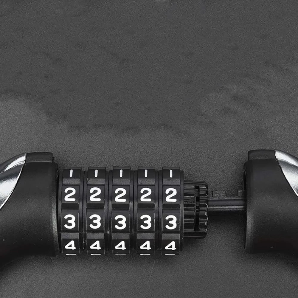 Rockbros RKS531 bike lock with 5-digit code, steel cable, 180 cm, with LED lighting - black