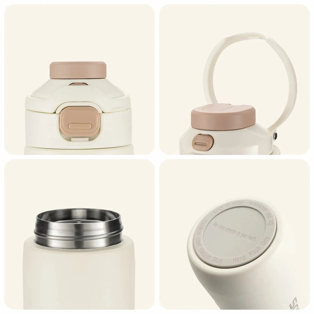 Rockbros S550H-1 700 ml Thermal Bottle with Magnetic Holder and Mounting Strap - Beige