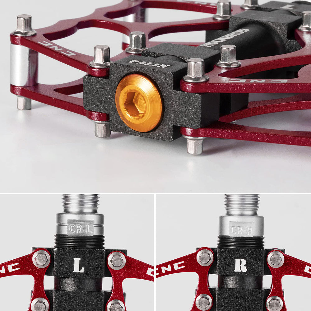 Rockbros JT201012LR 2010-12L Aluminum Platform Bicycle Pedals - Red