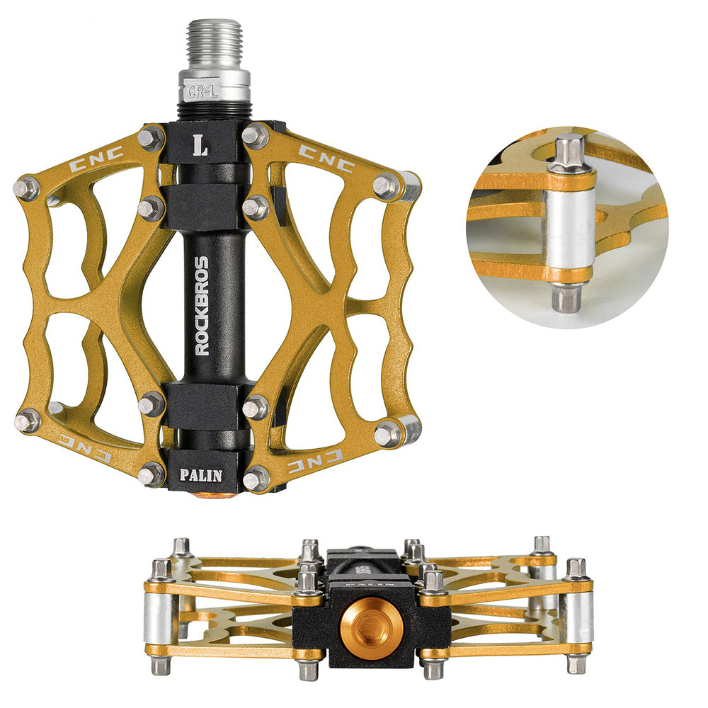 Rockbros JT201012LG 2010-12L Aluminum Platform Bicycle Pedals - Gold