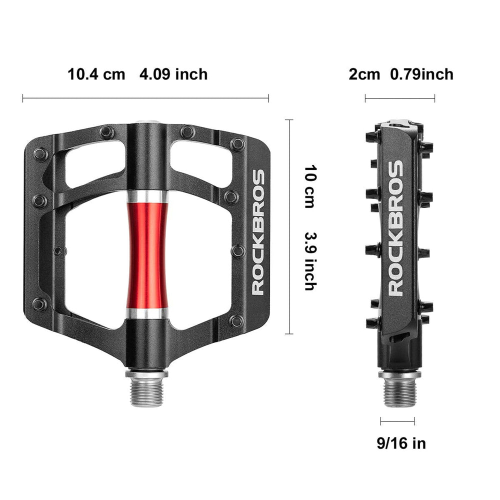 Rockbros 2020-12CBK Platform Aluminum Bicycle Pedals - Black