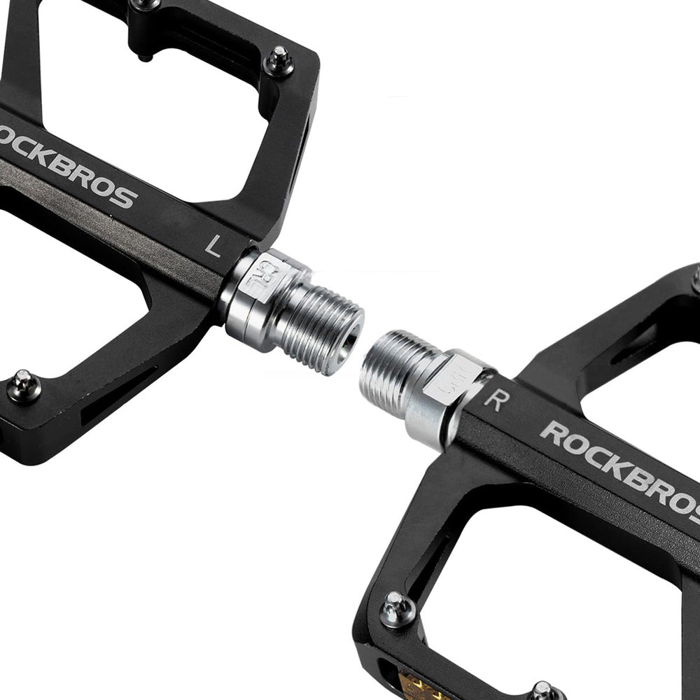 Rockbros K371 Reflective Aluminum Bicycle Pedals with Sealed Bearings - Black