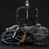 Rockbros K371 Reflective Aluminum Bicycle Pedals with Sealed Bearings - Black