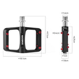 Rockbros BP2603 Platform Bicycle Pedals with Titanium Axle and Magnesium Alloy Bearings - Black