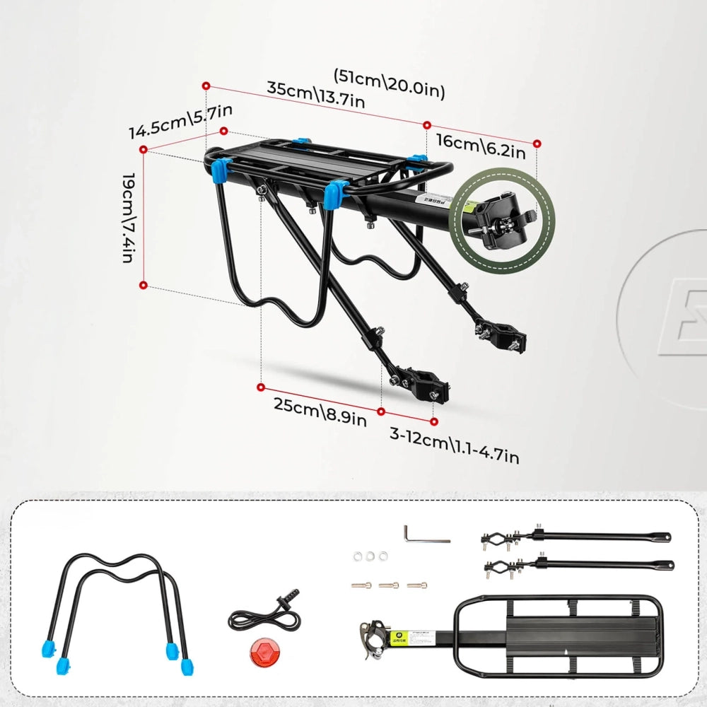 Rockbros Shelves HJ10010 Quick-Mount Bike Rack with Reflector - Black