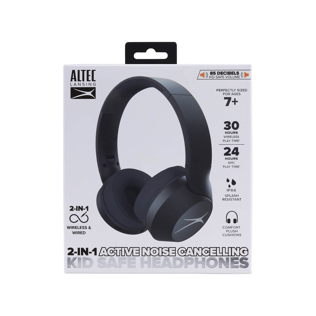 Altec Lansing Kids Headphone Anc Wireless 2in1 On Ear Black
